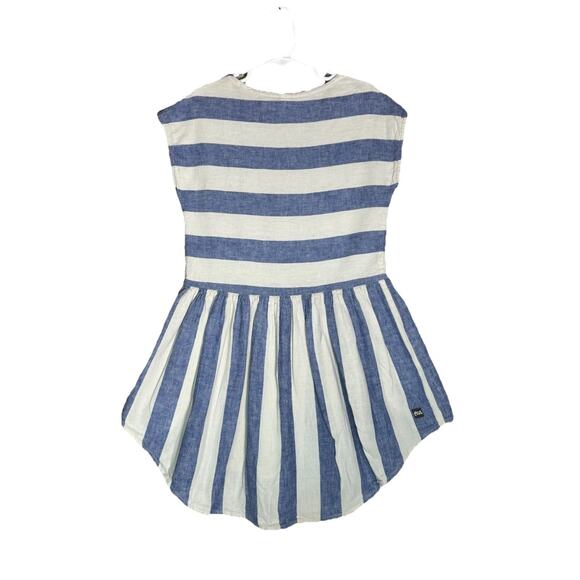 Tea Collection Girls Sz 6 Linen Blend Nautical Blue White Stripe Dress Coastal - Picture 3 of 8